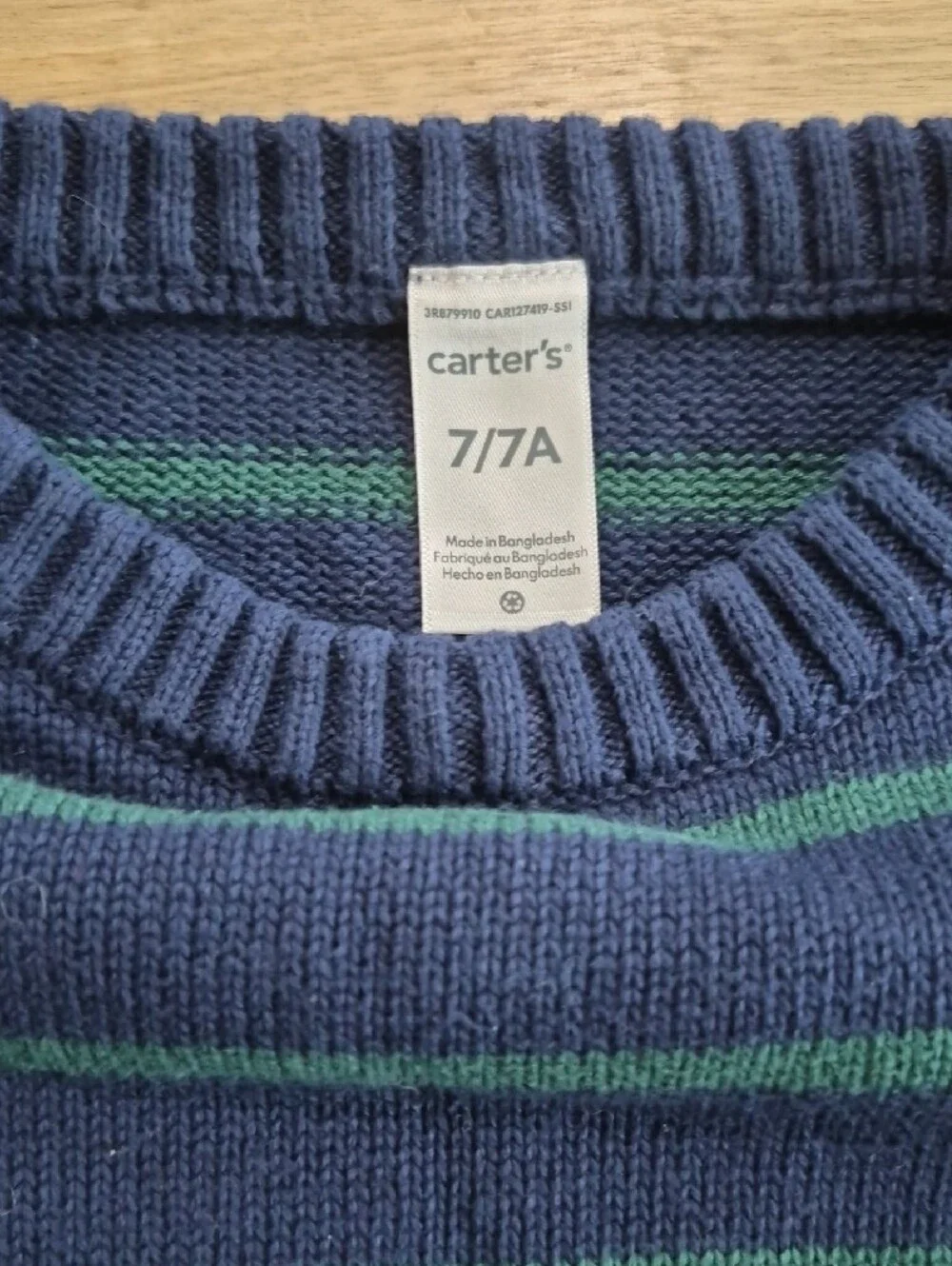 Carter's Navy & Green Striped Knit Sweater